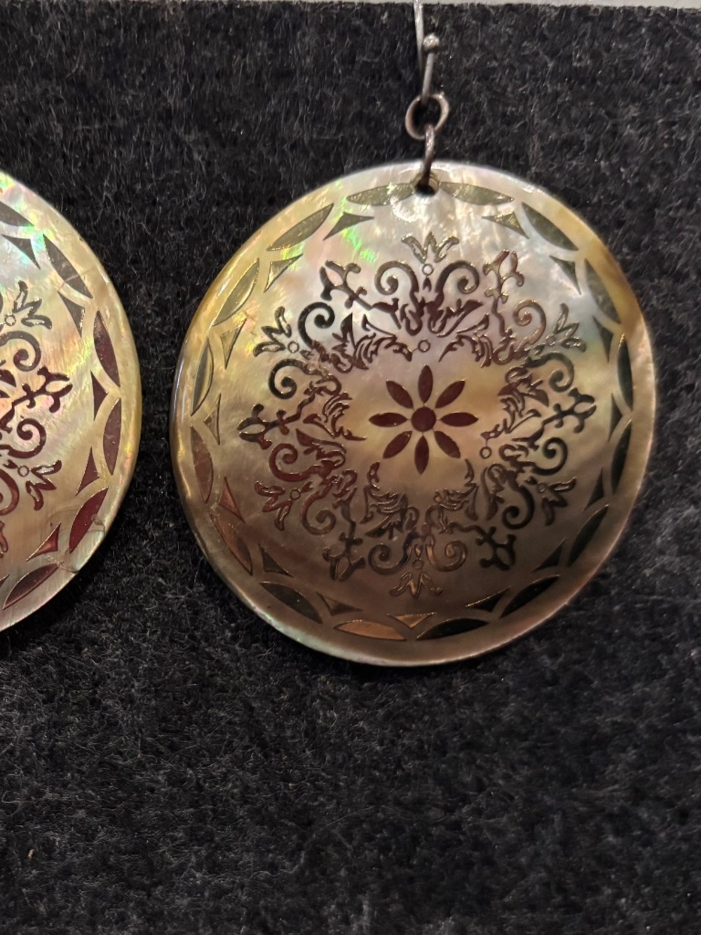 Handmade Natural Abalone Shell Silver Flower Mandala Earrings